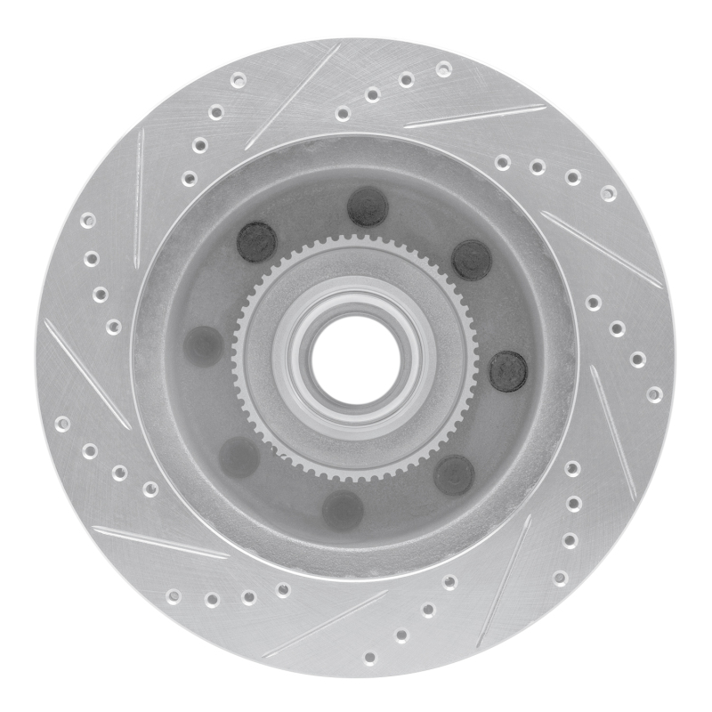 Ford F-250 Super Duty Brake Rotor (1) - Front Right - R1 Concepts - Drilled & Slotted - Silver - `03-`05